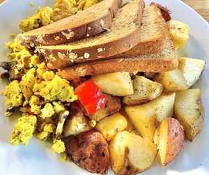 Breakfast tofu scramble w/ roasted potatoes  at Follow Your Heart Market & Cafe in Canoga Park