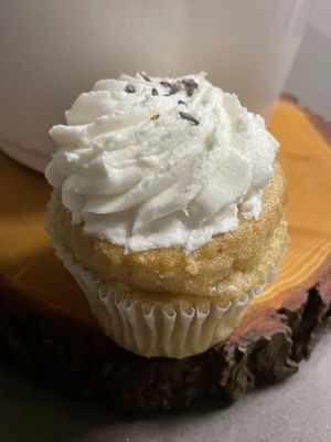 Lavender Vanilla Cupcake   at Follow Your Heart Market & Cafe in Canoga Park