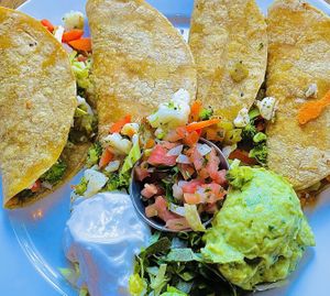 Vegetable quesadilla (v) w/ corn tortillas   at Follow Your Heart Market & Cafe in Canoga Park
