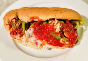 Meatballs sub (v)  at Follow Your Heart Market & Cafe in Canoga Park