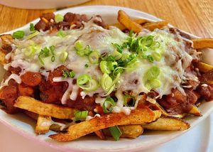 Chili cheese fries (v)  at Follow Your Heart Market & Cafe in Canoga Park