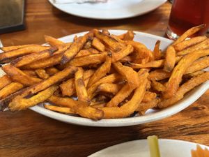 Sweet potato friess  at Follow Your Heart Market & Cafe in Canoga Park