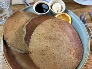 Buckwheat Pancakes 😋  at Follow Your Heart Market & Cafe in Canoga Park
