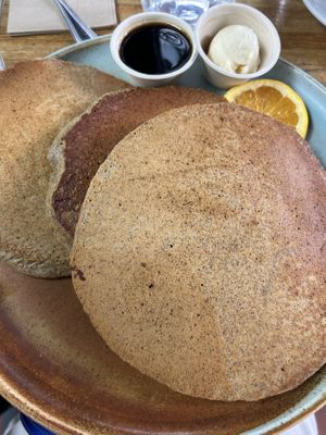 Buckwheat pancakes 😋  at Follow Your Heart Market & Cafe in Canoga Park
