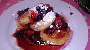 Vegan pancakes at Johnny's in Hayle Cornwall. Best vegan pancakes I have ever had. at Johnny's Cafe in Hayle