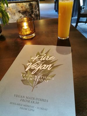 Vegan menu at The Brampton Mill in Huntingdon