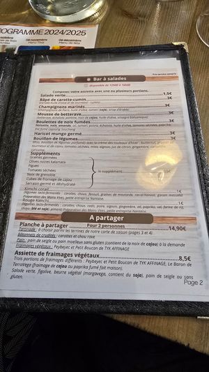 Part of menu at Terra Vega in Nantes