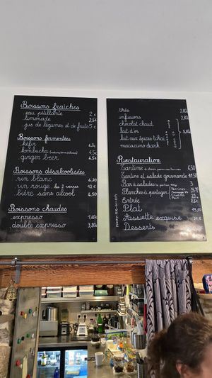Menu above counter at Terra Vega in Nantes