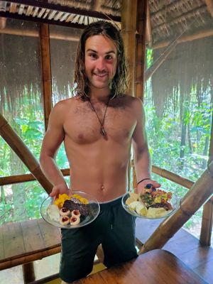 Breakfast out of the world. at Universo Pol Bamboo Hostel in Morro De Sao Paulo