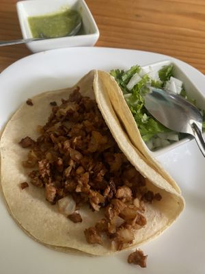 Taco relleno de soja  at Pura vida in Tuxtla Gutierrez