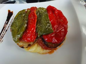 Tumbet con patatas, tomate  calabacin y pimientos at Cañada de Garachico in Tenerife
