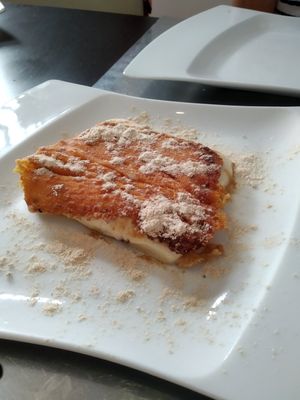 Baked cheese in a coat if gofio at Cañada de Garachico in Tenerife