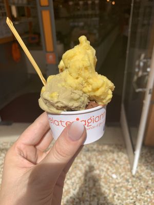 Tree flavour cup at Gelateria Gianni in Bologna
