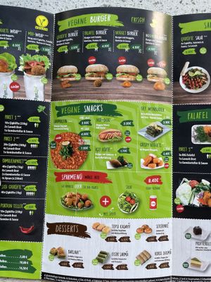 Menu flyer 2022  at Veganland in Moers