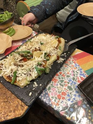 Oko w/vegan cheese  at OKO Okonomiyaki in Osaka