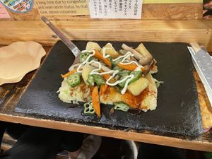 Vegan Okonomiyaki  at OKO Okonomiyaki in Osaka