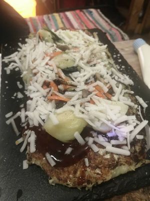 Okonomiyaki - delicious at OKO Okonomiyaki in Osaka