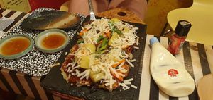 Okonomiyaki (vegan, with vegan may and cheese( at OKO Okonomiyaki in Osaka