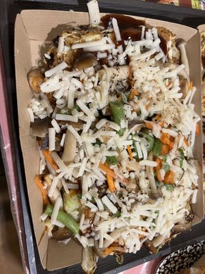 Vegan okonomiyaki - with vegan cheese!   at OKO Okonomiyaki in Osaka