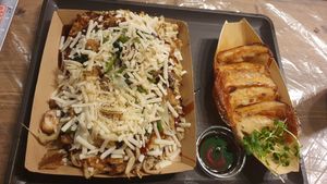 Vegan okonomiyaki and gyoza at OKO Okonomiyaki in Osaka