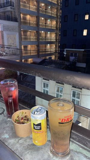 Drinks at rooftop  at OKO Okonomiyaki in Osaka