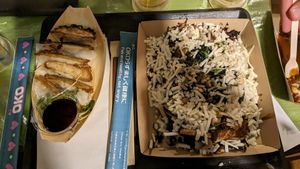 Vegan okonomiyaki and gyoza at OKO Okonomiyaki in Osaka