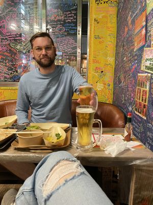 200Y beers  at OKO Okonomiyaki in Osaka