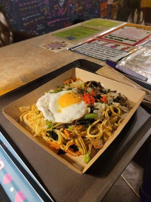 Vegi yakisoba (with egg but you can choose without) at OKO Okonomiyaki in Osaka