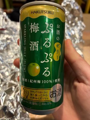 Sparkling jelly plum wine at OKO Okonomiyaki in Osaka