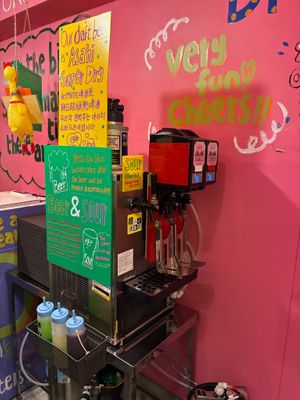 Drink dispensers at OKO Okonomiyaki in Osaka