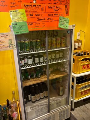Beverage fridge at OKO Okonomiyaki in Osaka