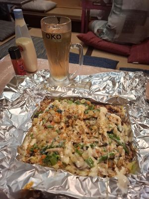 Vegetarian okonomiyaki at OKO Okonomiyaki in Osaka