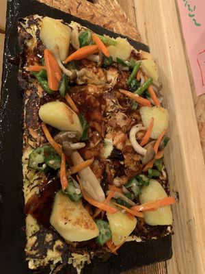 Okonomiyaki  at OKO Okonomiyaki in Osaka