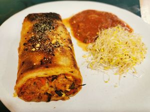 Salchicha con hojaldre at CactusCat Bar in Barcelona