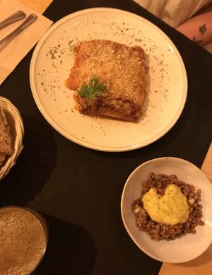 Lasagna at CactusCat Bar in Barcelona