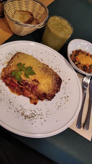 Lasaña vegana at CactusCat Bar in Barcelona