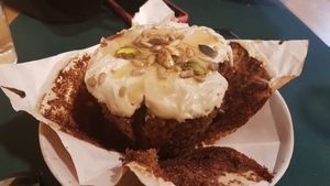 Carrot cake muffin at CactusCat Bar in Barcelona