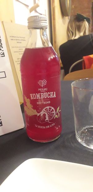 Beetroot  Kombucha organic drink at CactusCat Bar in Barcelona