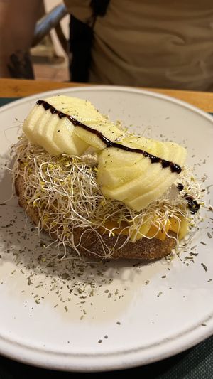 Three cheese toast   at CactusCat Bar in Barcelona