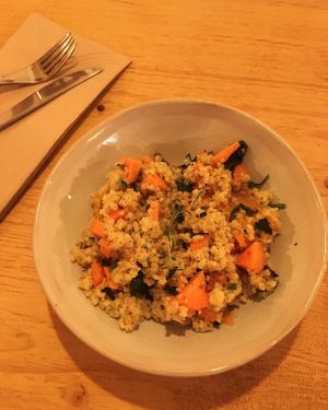 Salad of the day (saturdays) orange and grains  at CactusCat Bar in Barcelona