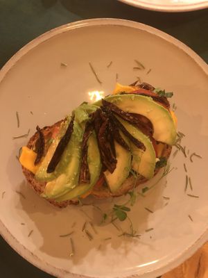 Avocado crostini  at CactusCat Bar in Barcelona