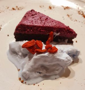 Chocolate & Raspberry sponge cake! at CactusCat Bar in Barcelona