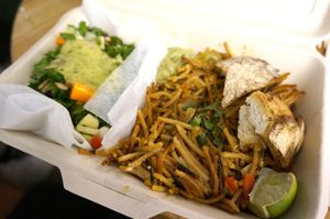 Fideuà (for take away) at CactusCat Bar in Barcelona