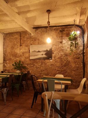 Sitting area at CactusCat Bar in Barcelona