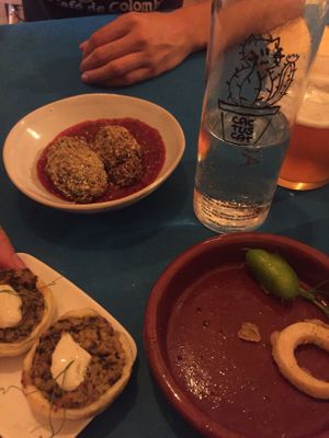 Best vegan calamari ever! And other yummy tapas  at CactusCat Bar in Barcelona