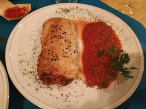 Roll de salchicha at CactusCat Bar in Barcelona