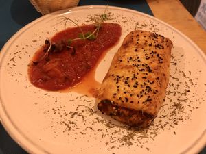 Sausage roll at CactusCat Bar in Barcelona
