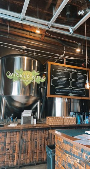 downstairs bar and patio area at Wicked Weed in Asheville