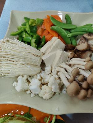 Vegetables and tofu at May Flower Restaurant in Tanah Rata