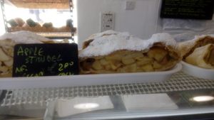 Deep filled began apple strudel at Blasau Delicatessen in Machynlleth
